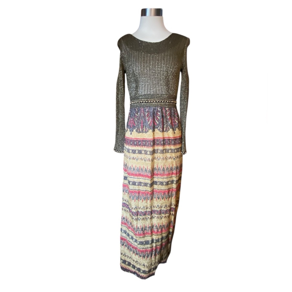Vintage 60/70’s Semi Sheer Goddess Gown Art Deco Romance Body Con 10 Maxi Dress